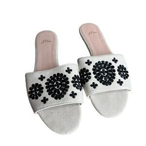 J. Crew Embroidered Cora Slide Sandals Boho Resort Wear Mexicana Size 9.5